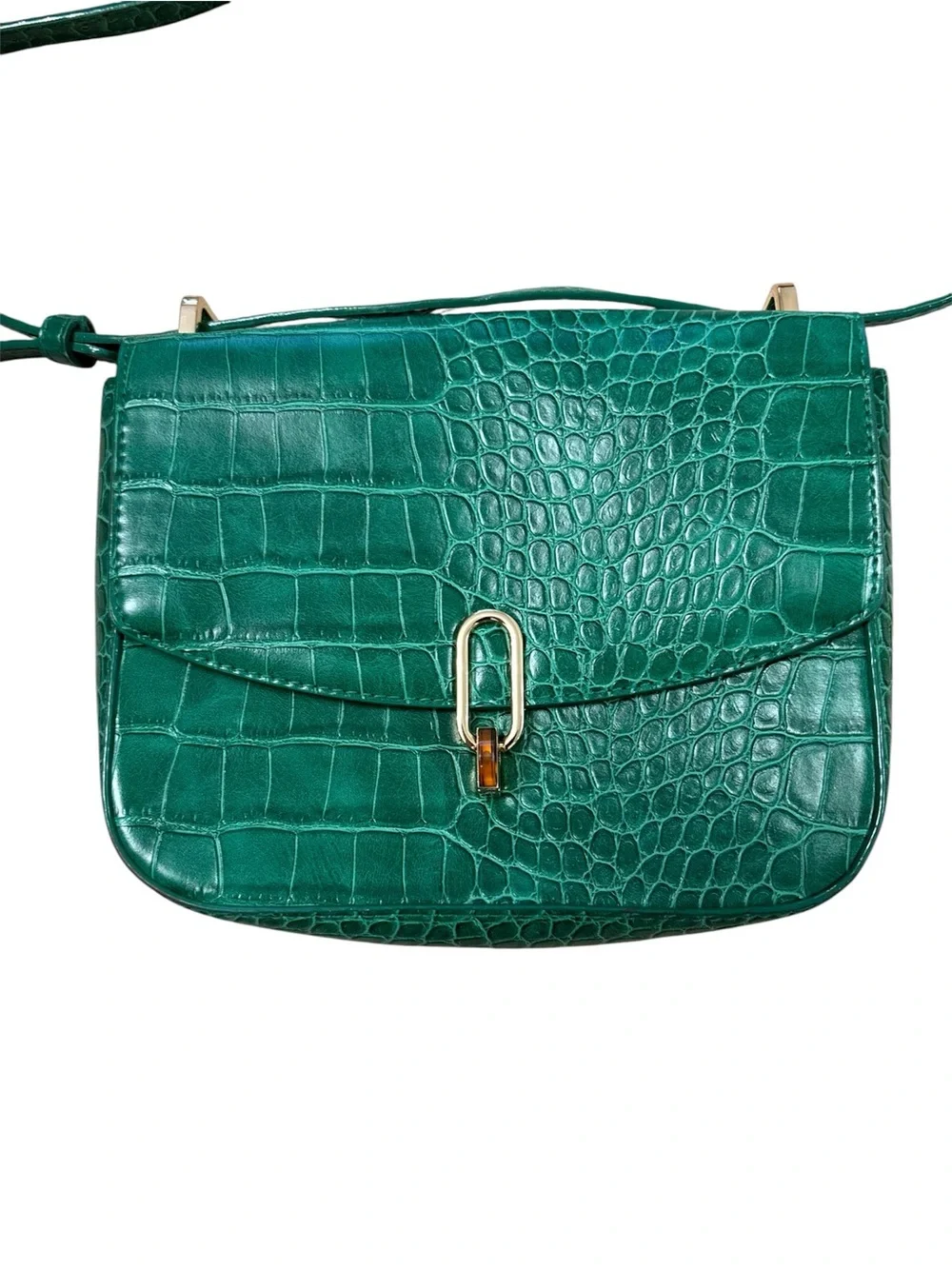 A New Day Green Crocodile-Embossed Crossbody Bag